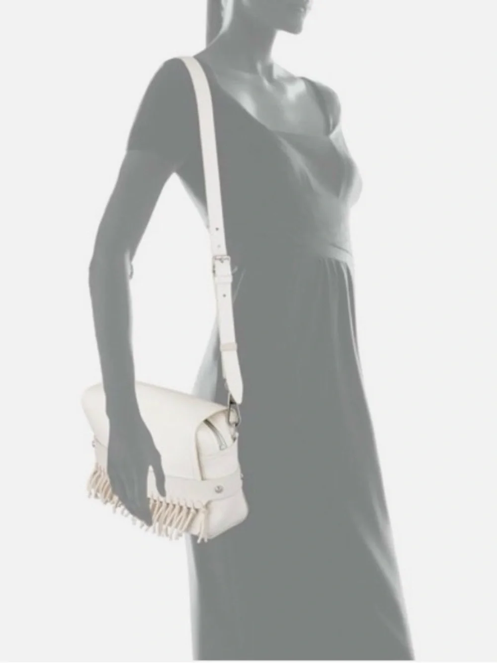 3.1 Phillip Lim Bianca Small Fringe Leather Crossbody Shoulder Bag Ivory - Picture 4 of 13
